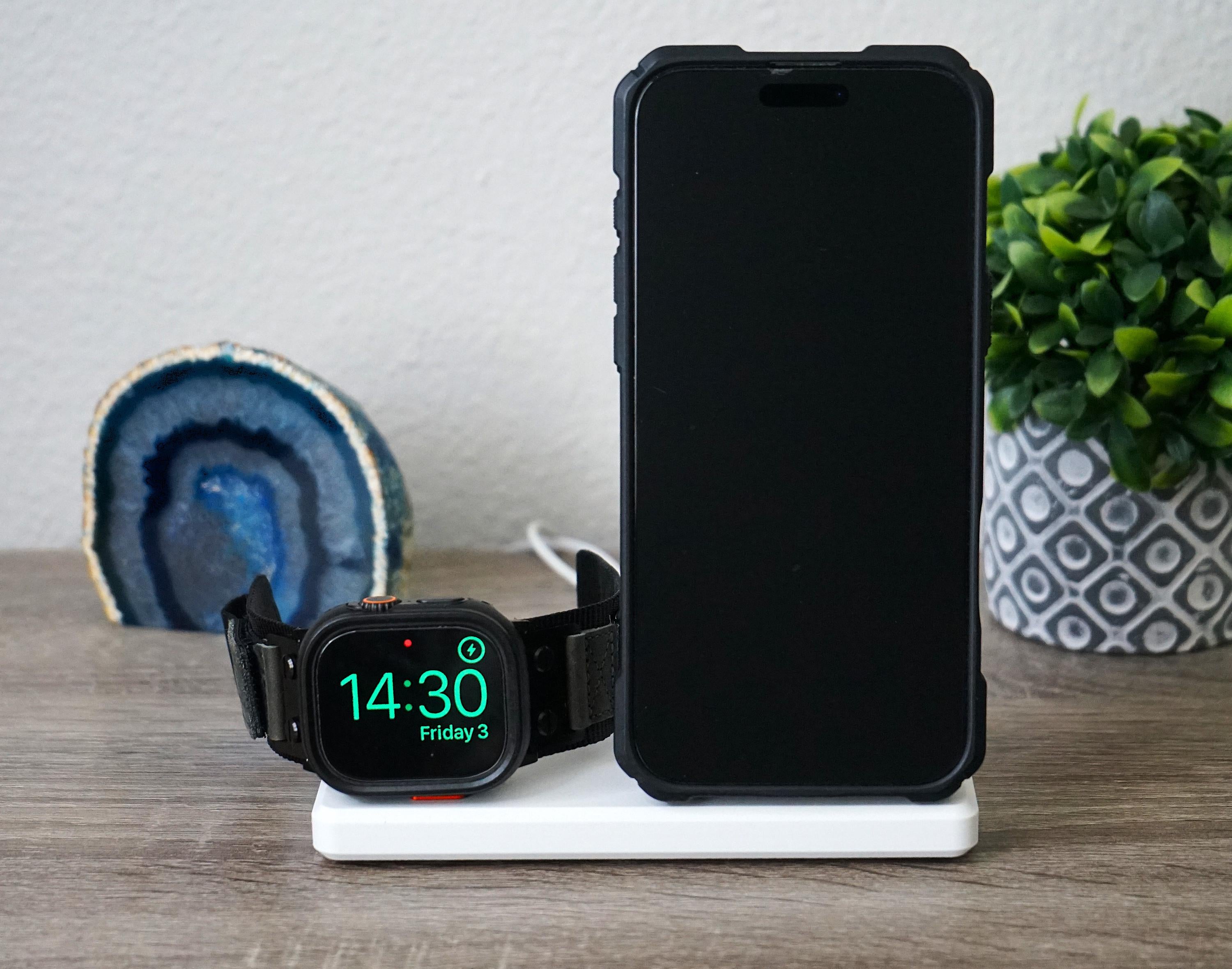 Upright MagSafe iPhone and Apple Watch Holder for Charging (3D Printed)