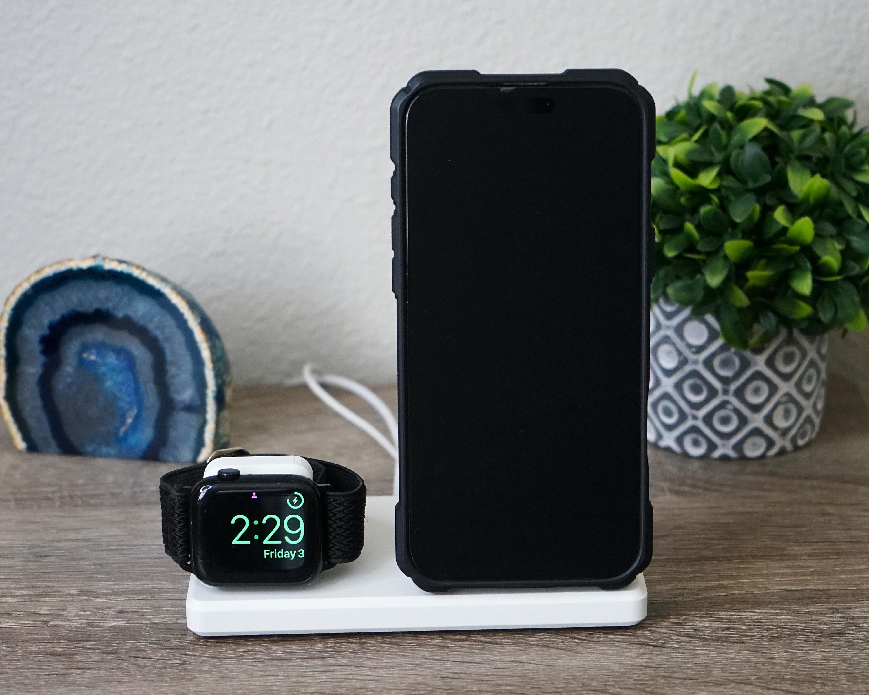 Upright MagSafe iPhone and Apple Watch Holder for Charging (3D Printed)