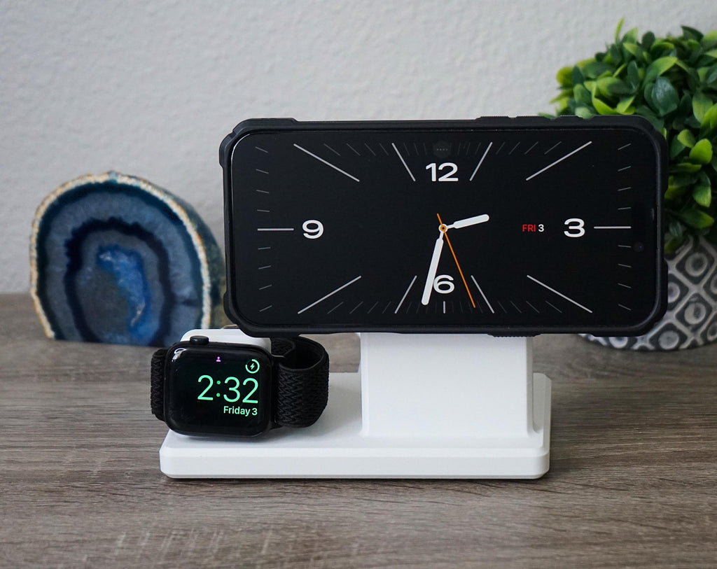 Upright MagSafe iPhone and Apple Watch Holder for Charging (3D Printed)