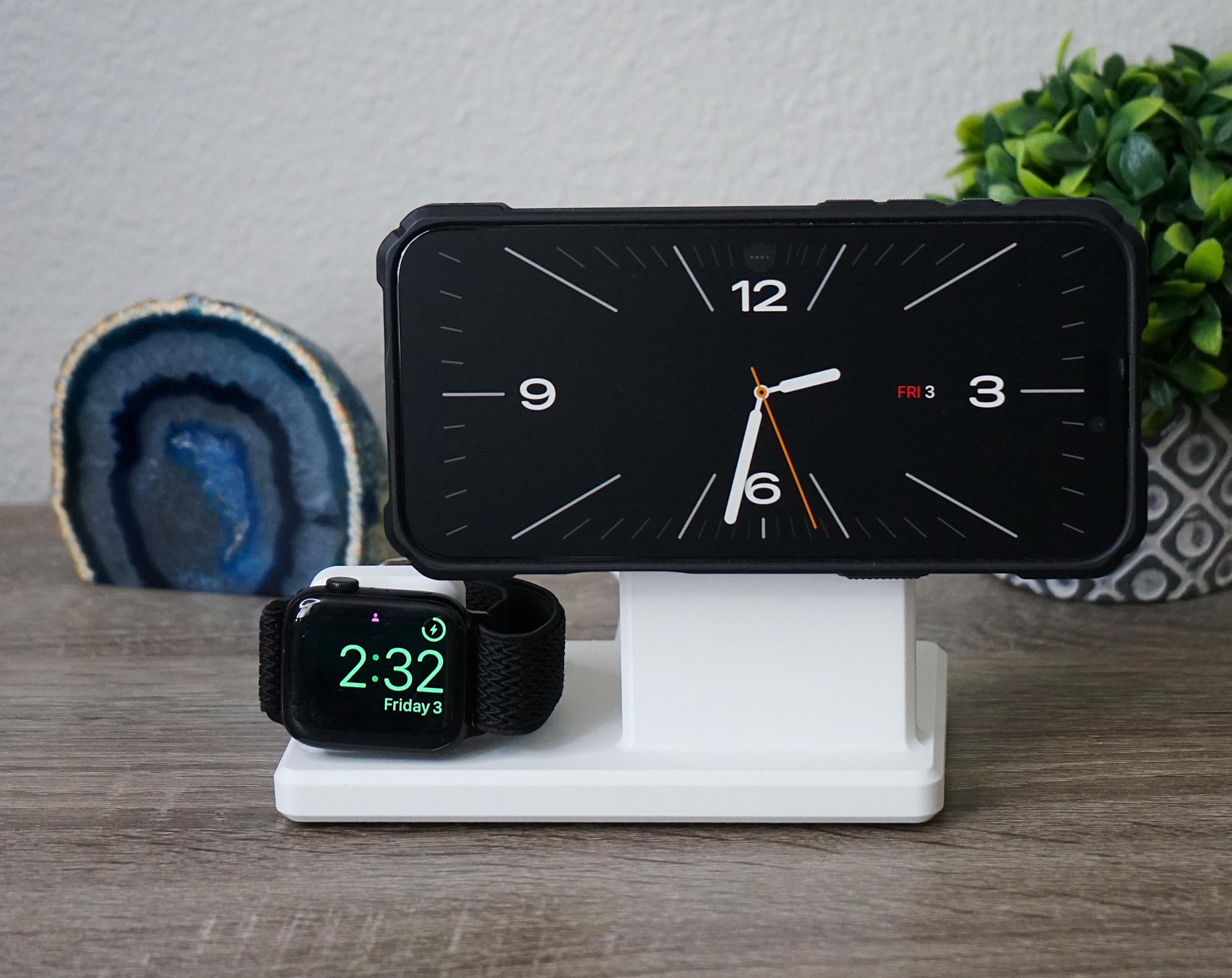 Upright MagSafe iPhone and Apple Watch Holder for Charging (3D Printed)