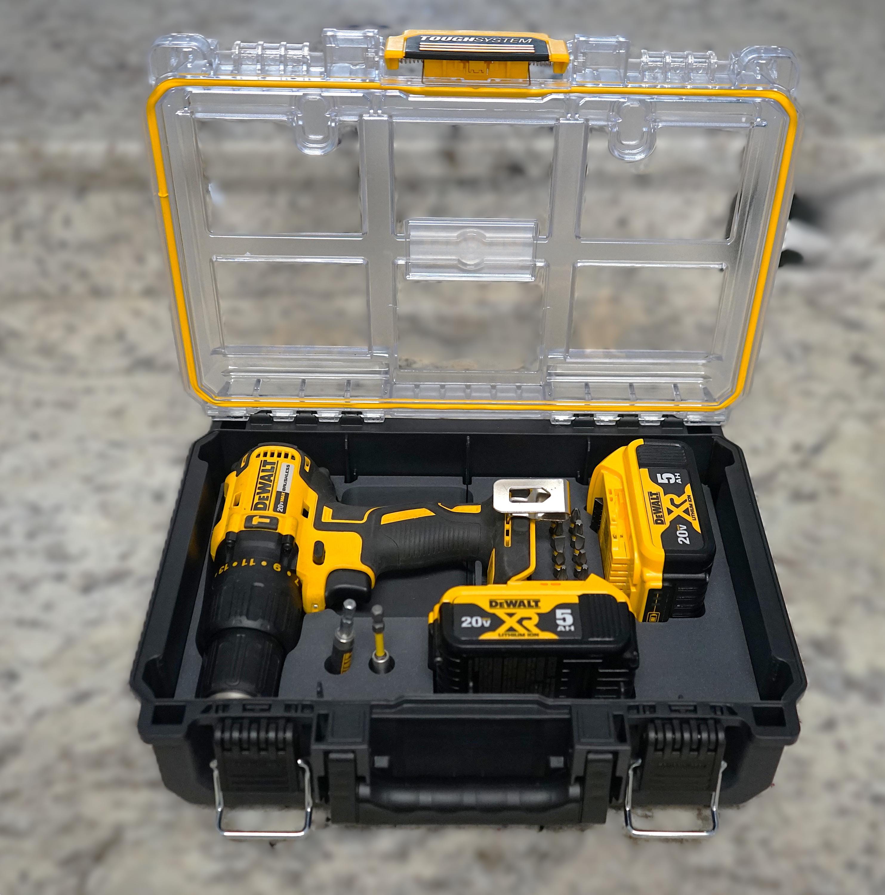 DeWalt Drill (DCD776, DCD777, DCD778) and Battery (DCB204, DCB205, DCB206) Insert for DeWalt Tough System 2.0 Deep Compact Organizer